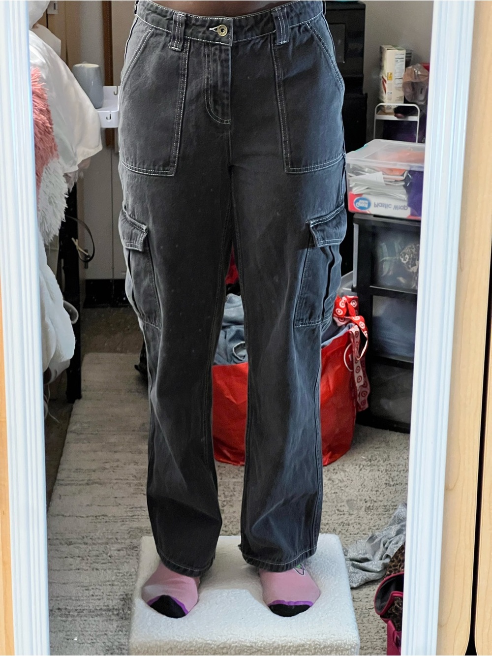 Hot Topic Black Straight-Leg Cargo Pants